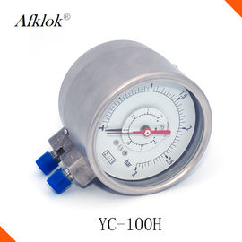 Yc-100H τοποθετημένο σε στρώματα γυαλί ασφάλειας μανομέτρων ελέγχου ακριβείας πίεσης αερίου 0.1/160 MPA